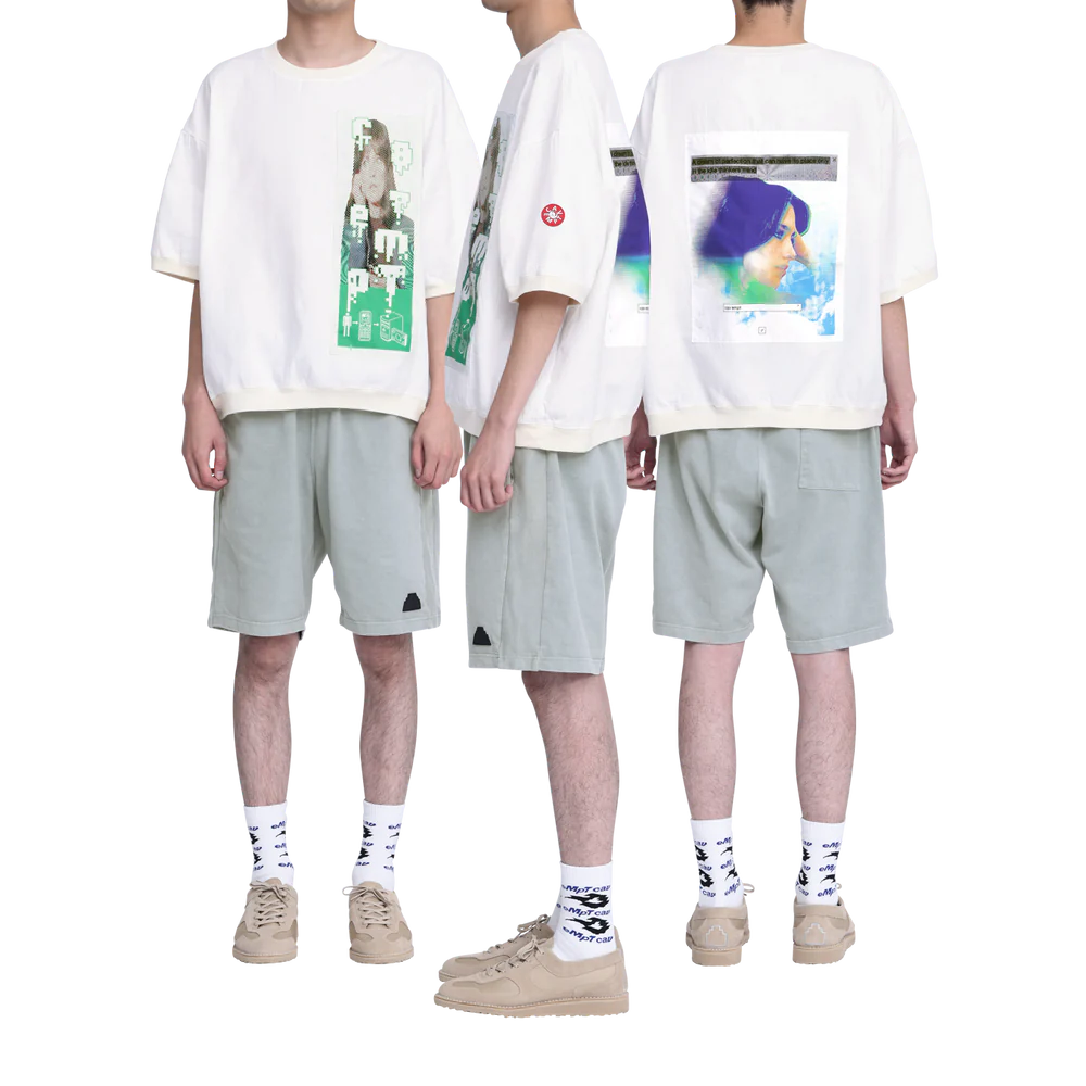 C.E - Patched Gauze Short Sleeve Crew Neck | ALTERFATE