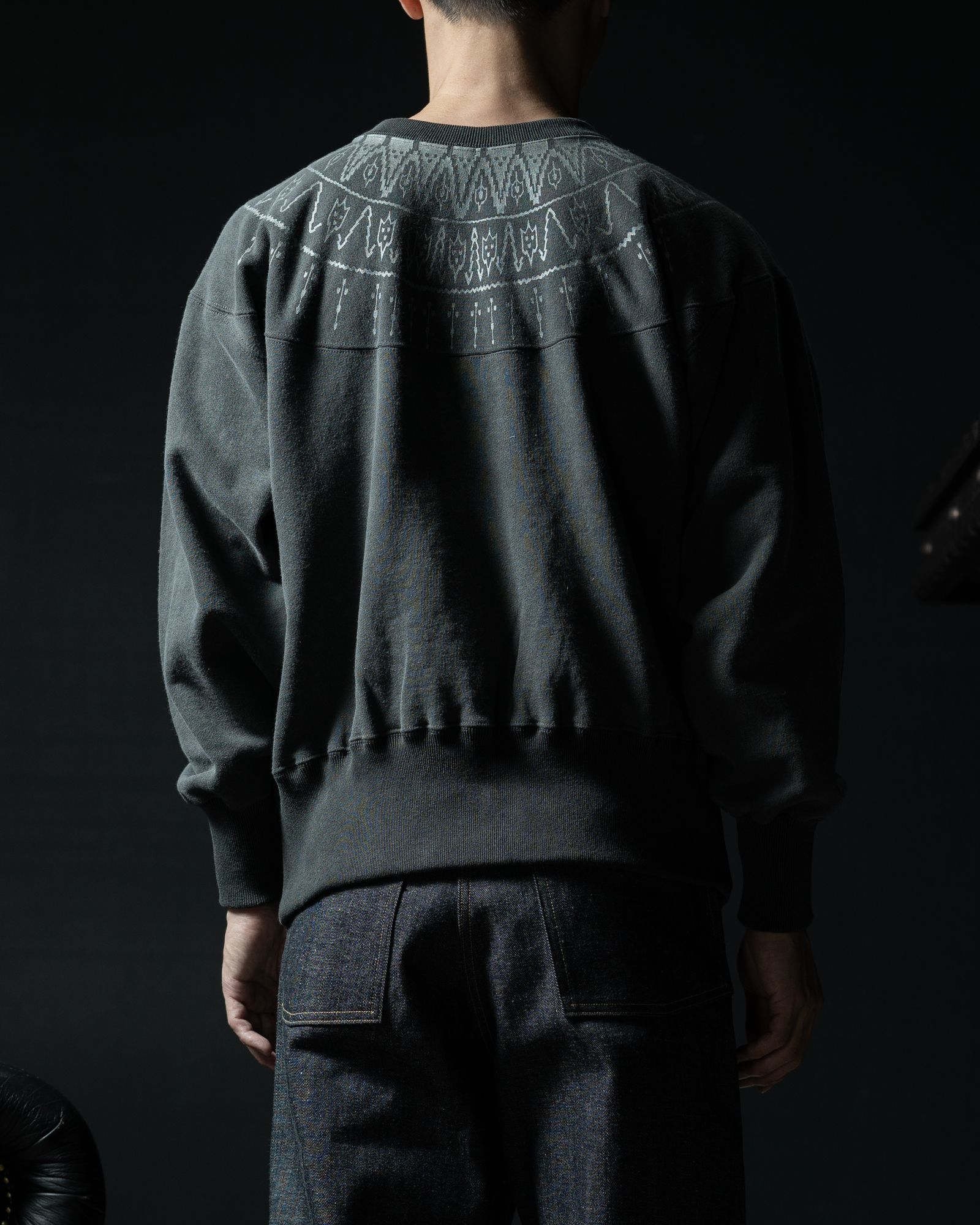Lot. 624 NORDIC PATTERN SWEATSHIRT SUMI - TAIGA TAKAHASHI