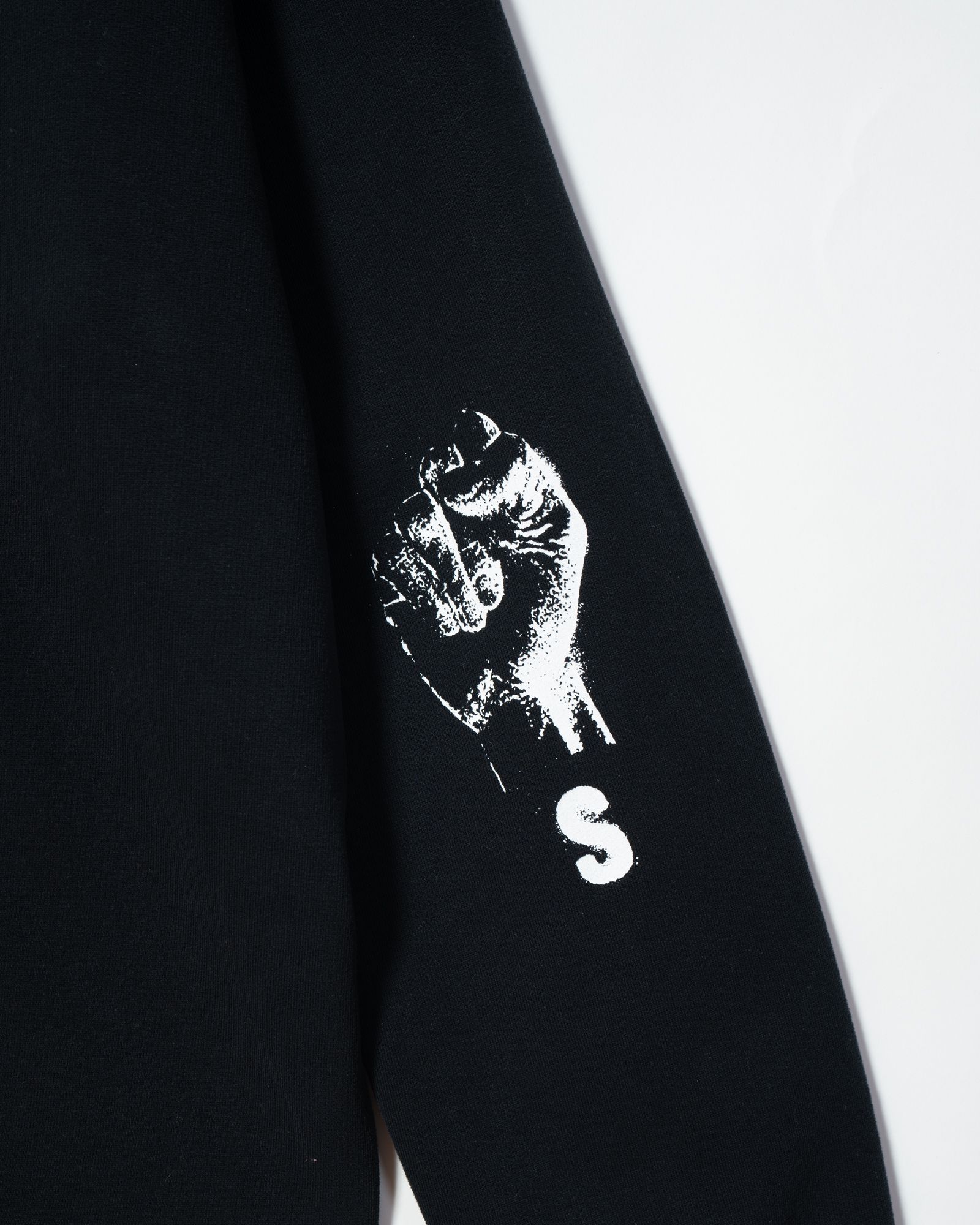 Zipped hoodie with RS hand signs on sleeves