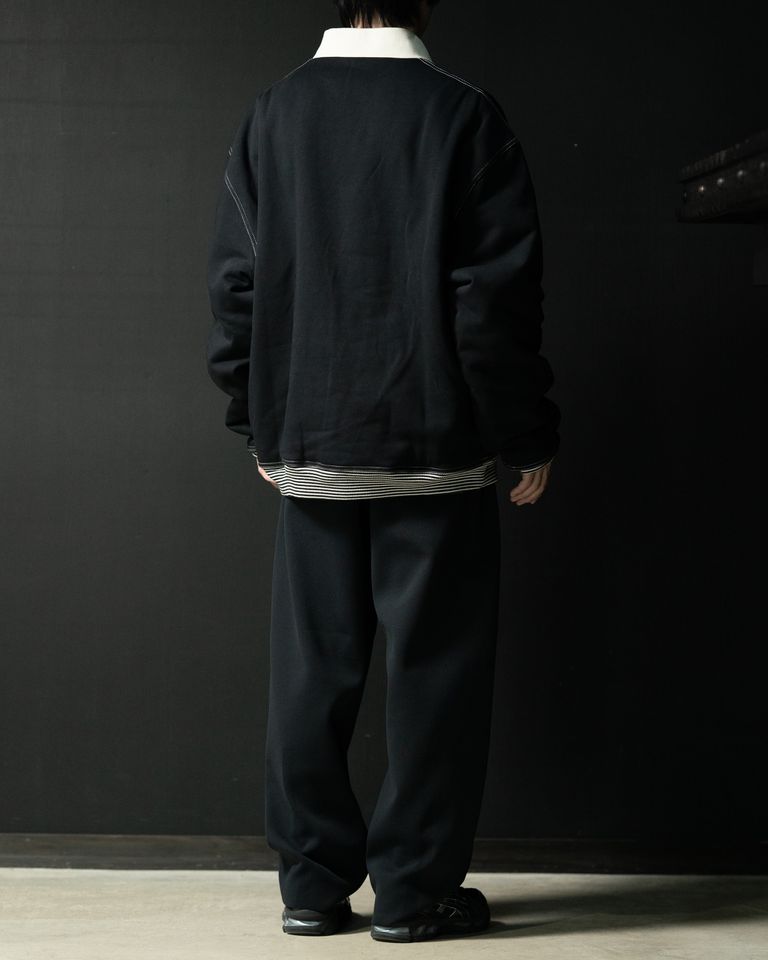 身長168cm 体重55kg 着用サイズM  ポロ襟が付いた二重構造のスウェットです。M: 100% COTTON, L: 100% COTTON, I: 100% RPET