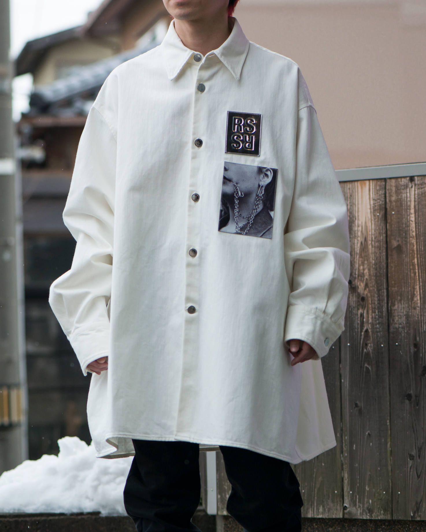 RAF SIMONS Big fit shirt with two patches White | 887 | ALTERFATE