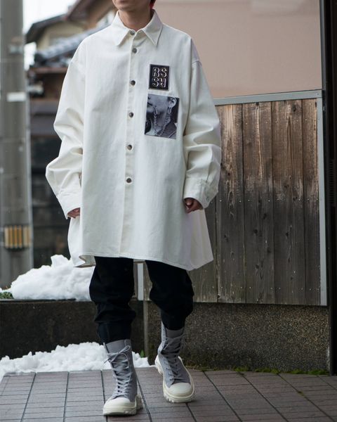 RAF SIMONS Big fit shirt with two patches White | 887 | ALTERFATE 