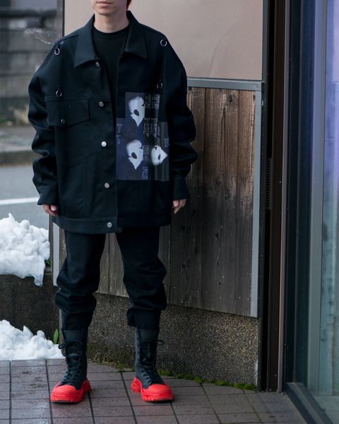 RAF SIMONS Denim jacket with rings Bold head | 886 | ALTERFATE
