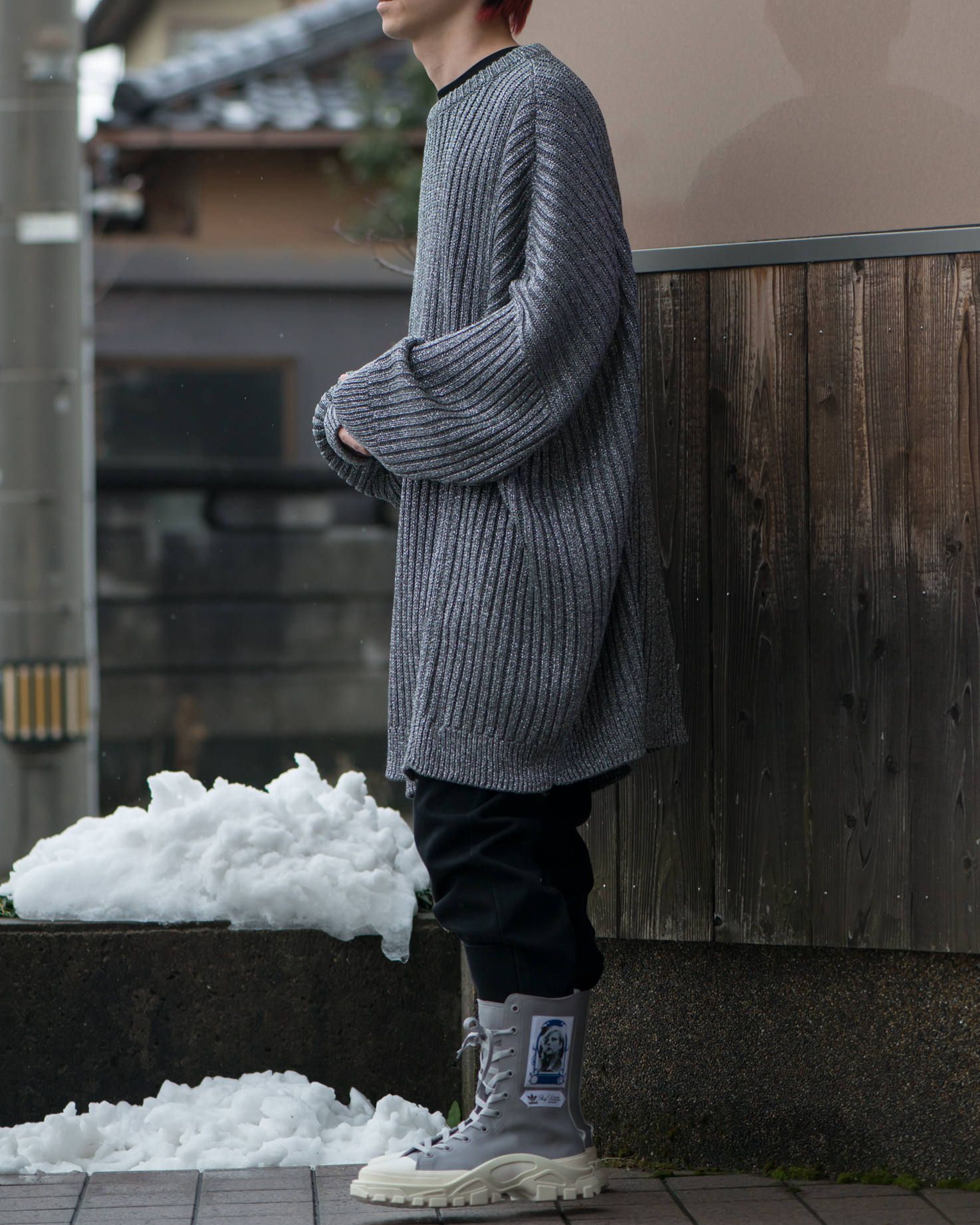 RAF SIMONS Lurex oversized sweater with 2 collars | 890 | ALTERFATE