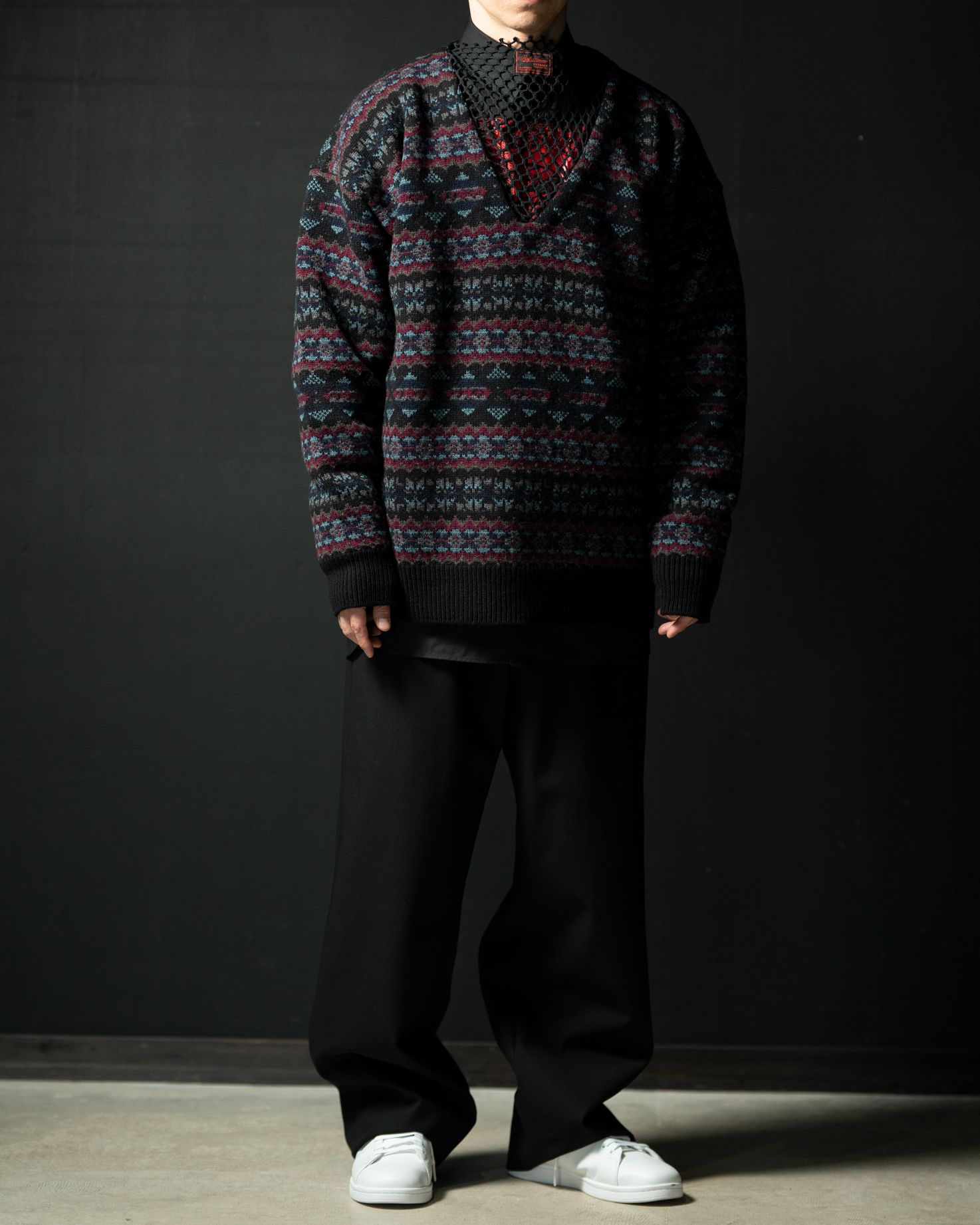 RAF SIMONS - 【ラスト1点（2）】Fair Isle jacquard V-neck sweater 