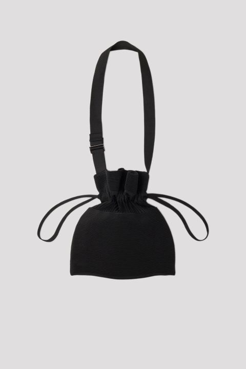 Strata Drawstring Gusset Bag - Black
