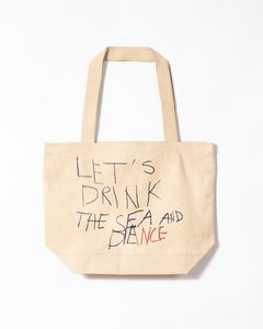 Denim tote bag Lets drink the sea