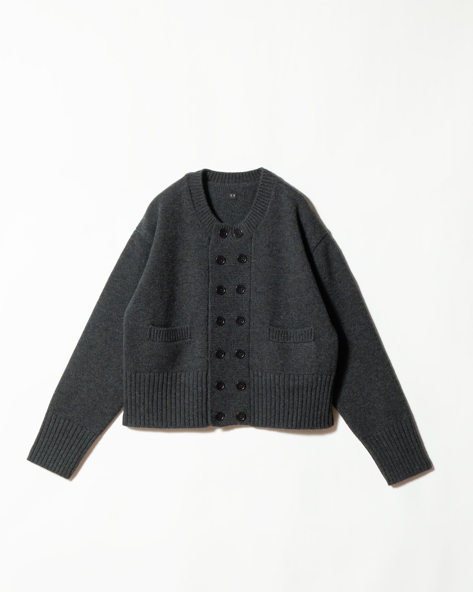 LOT.506 DB CARDIGAN CASHMERE WOOL CHARCOAL - TAIGA TAKAHASHI