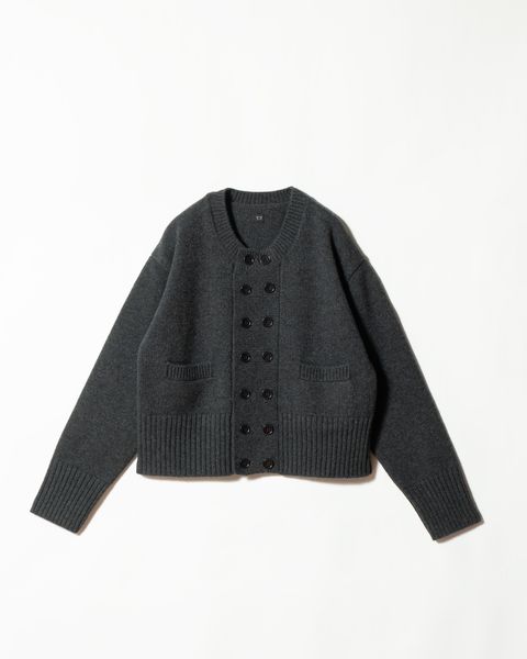 LOT.506 DB CARDIGAN CASHMERE WOOL CHARCOAL - TAIGA TAKAHASHI