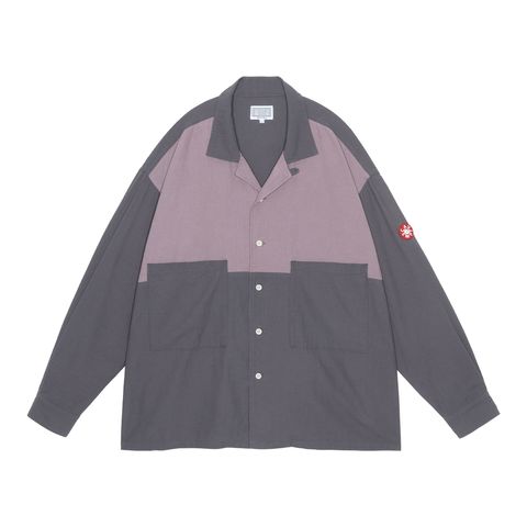 Coloured Cotton Twill Open Shirt Charcoal