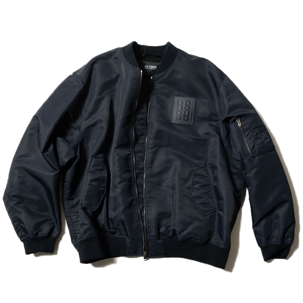 Classic bomber with leather patch Navy