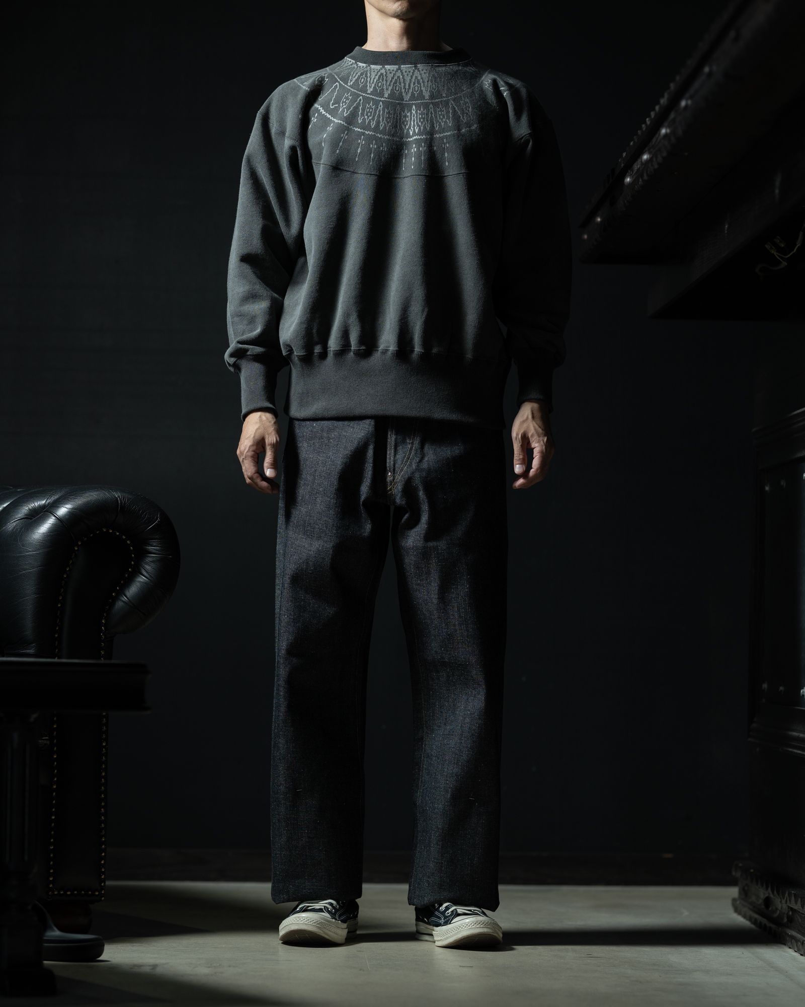 Lot. 624 NORDIC PATTERN SWEATSHIRT SUMI - TAIGA TAKAHASHI