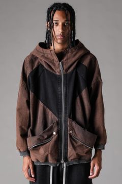 《2027SS先行予約》Vintage Hoodie Jumbo Blouson "Black × Brown / Grey × L.Grey / Ivory" / ヴィンテージフーディジャンボブルゾン"ブラック×ブラウン / グレー×ライトグレー / アイボリー"