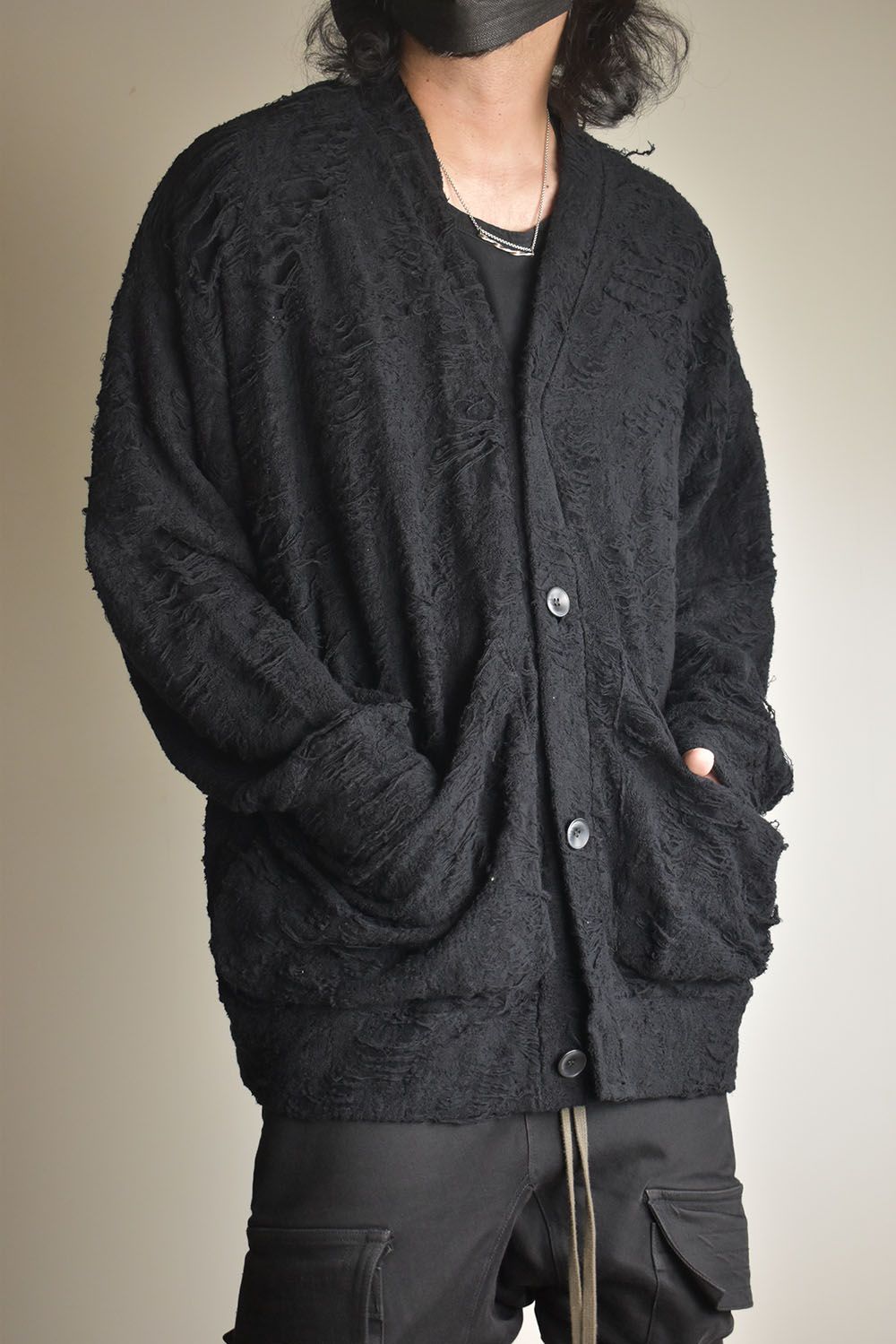 Damage Pile Jumbo Cardigan"Black" / ダメージパイル ジャンボカーディガン"ブラック"