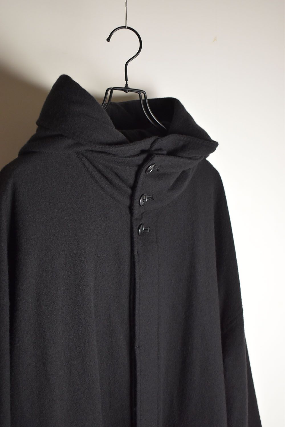 Wool Fulling Product Dyed Coat "Black" / ウール縮絨 製品染めコート"ブラック"