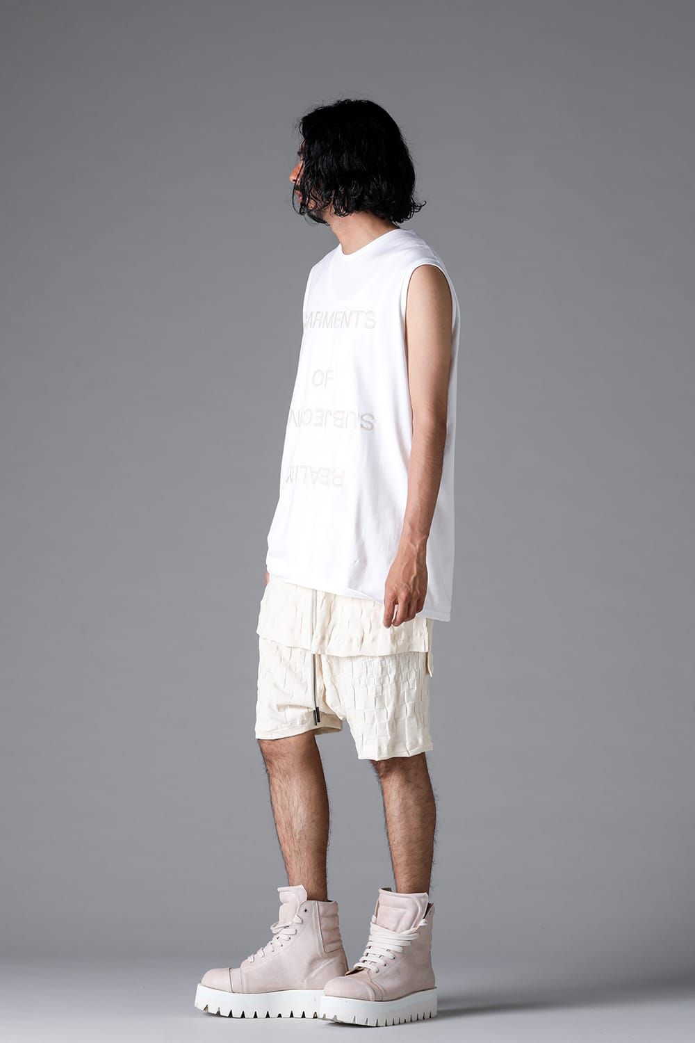 《2026SS先行予約》Gradient Plaid Pattern Layered Shorts"Black / Cream" / グラデーションチェックパターンレイヤードショーツ"ブラック/クリーム"