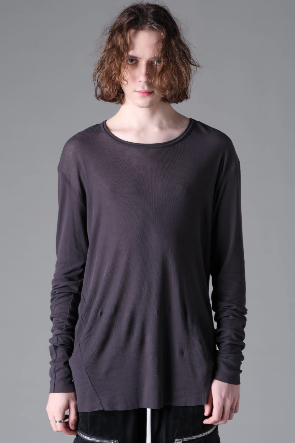 《2026AW先行予約》Back Printed Rib Long  Sleeve Tee"Black / D.Grey / Ivory /Khaki"バックプリントリブロングスリーブTee"ブラック/ダークグレー/アイボリー/カーキ"