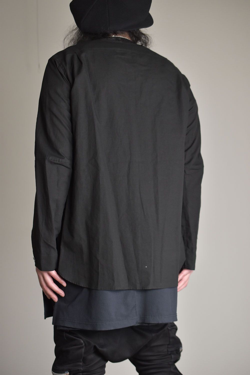 Cotton Linen V neck Shirt""Black"/コットンリネンVネックシャツ"ブラック"