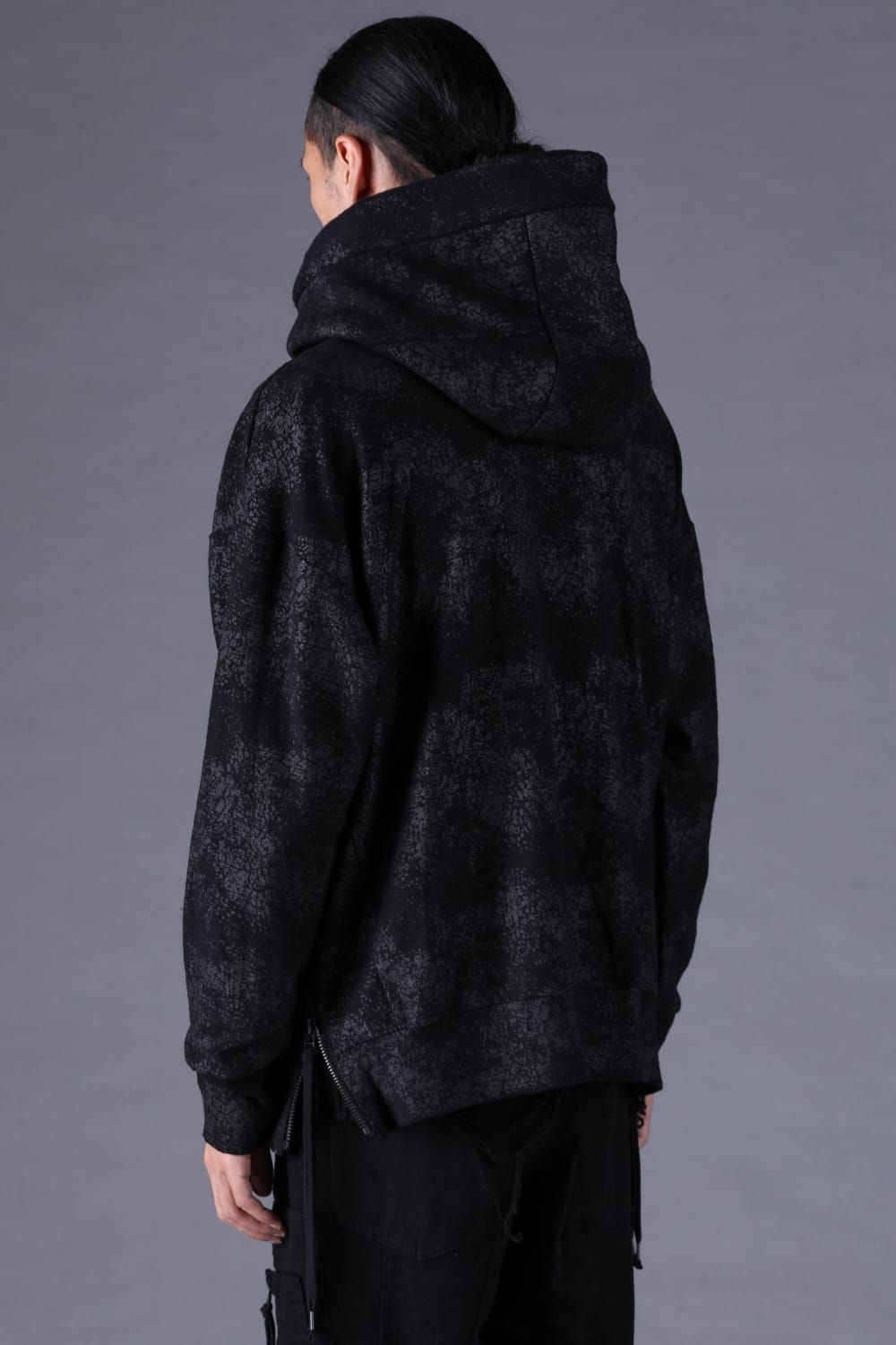 《2027SS先行予約分》Crack-Coated Jersey Hooded Jacket"Black" / クラックコーティングジャージーフーデッドジャケット"ブラック"