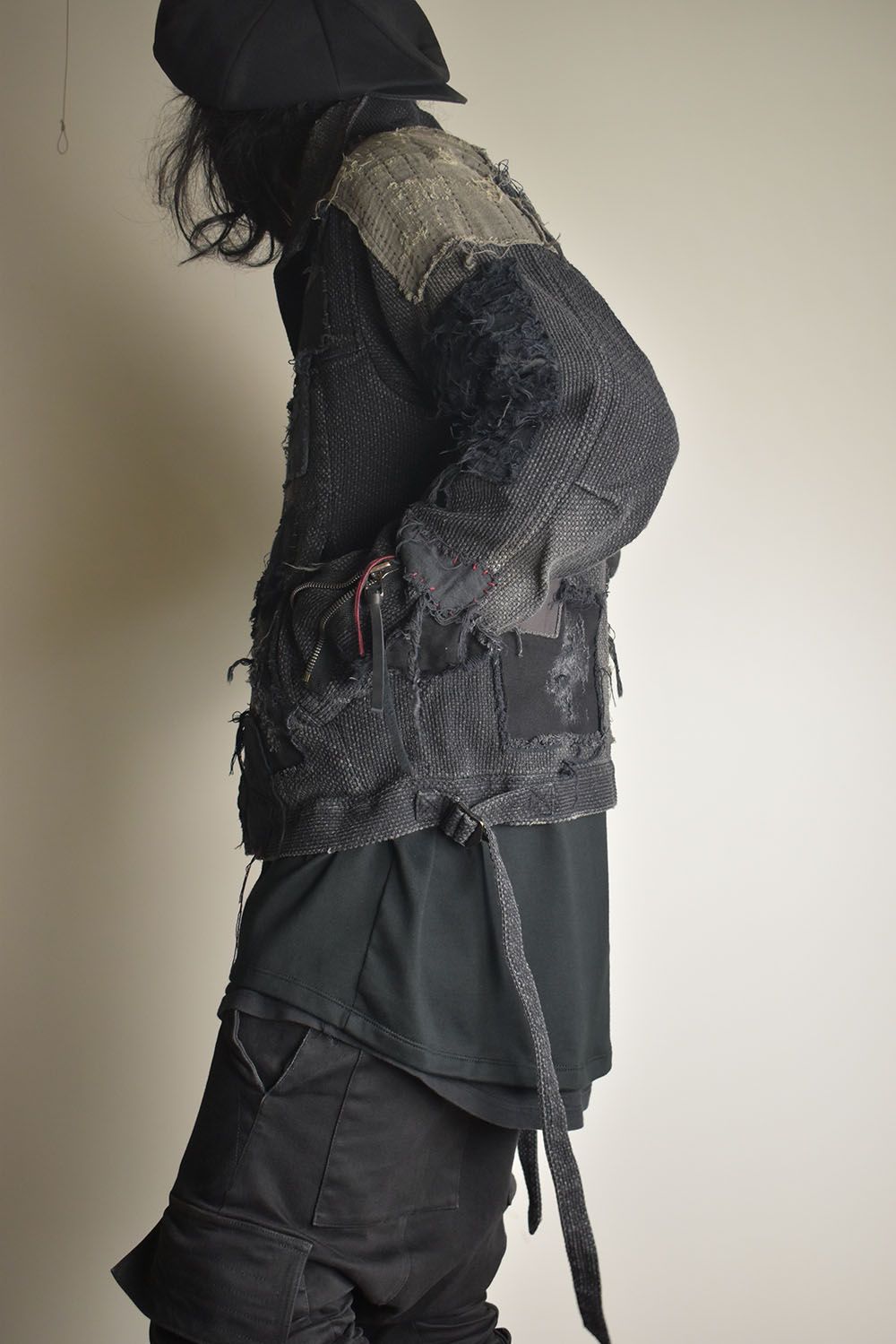 Crust Damage Repair Sashiko Jacquard Jacket "Black" / クラストダメージリペア刺子ジャガードジャケット"ブラック"