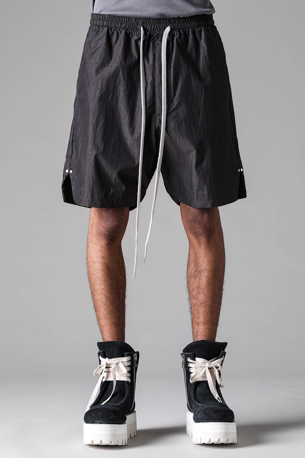 《2027SS先行予約》Cotton Nylon Side Slit Shorts"Black" / コットンナイロンサイドスリットショーツ"ブラック"
