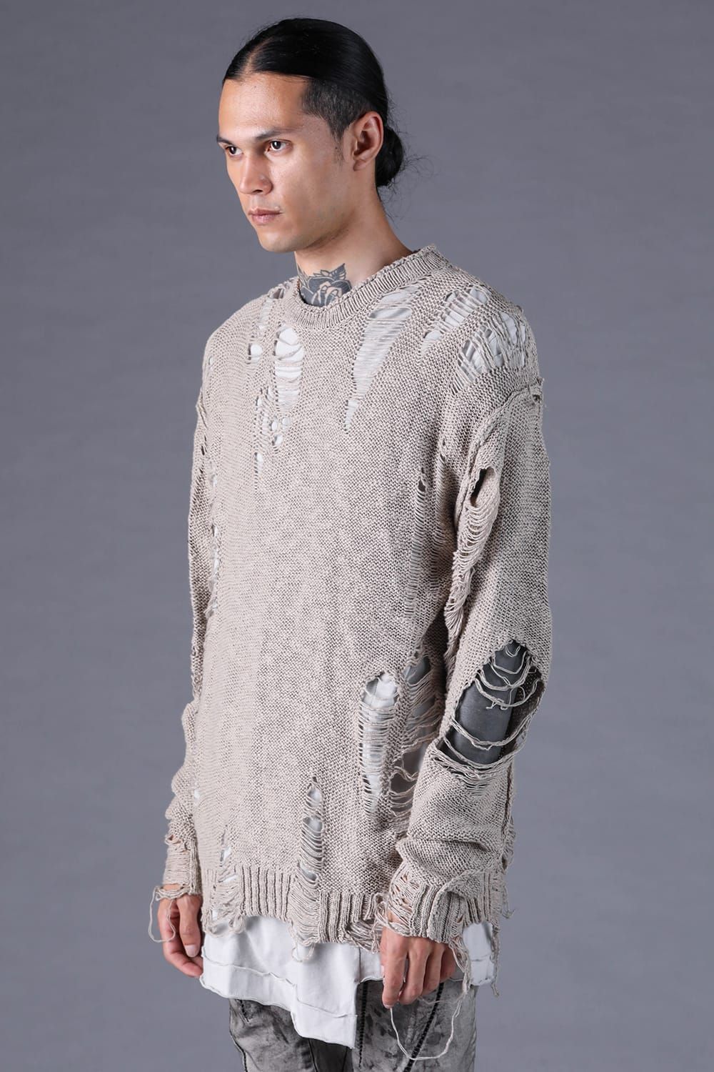 《2027SS先行予約分》3G Damage Knit Pullover "Grey" / 3Gダメージニットプルオーバー"グレー"