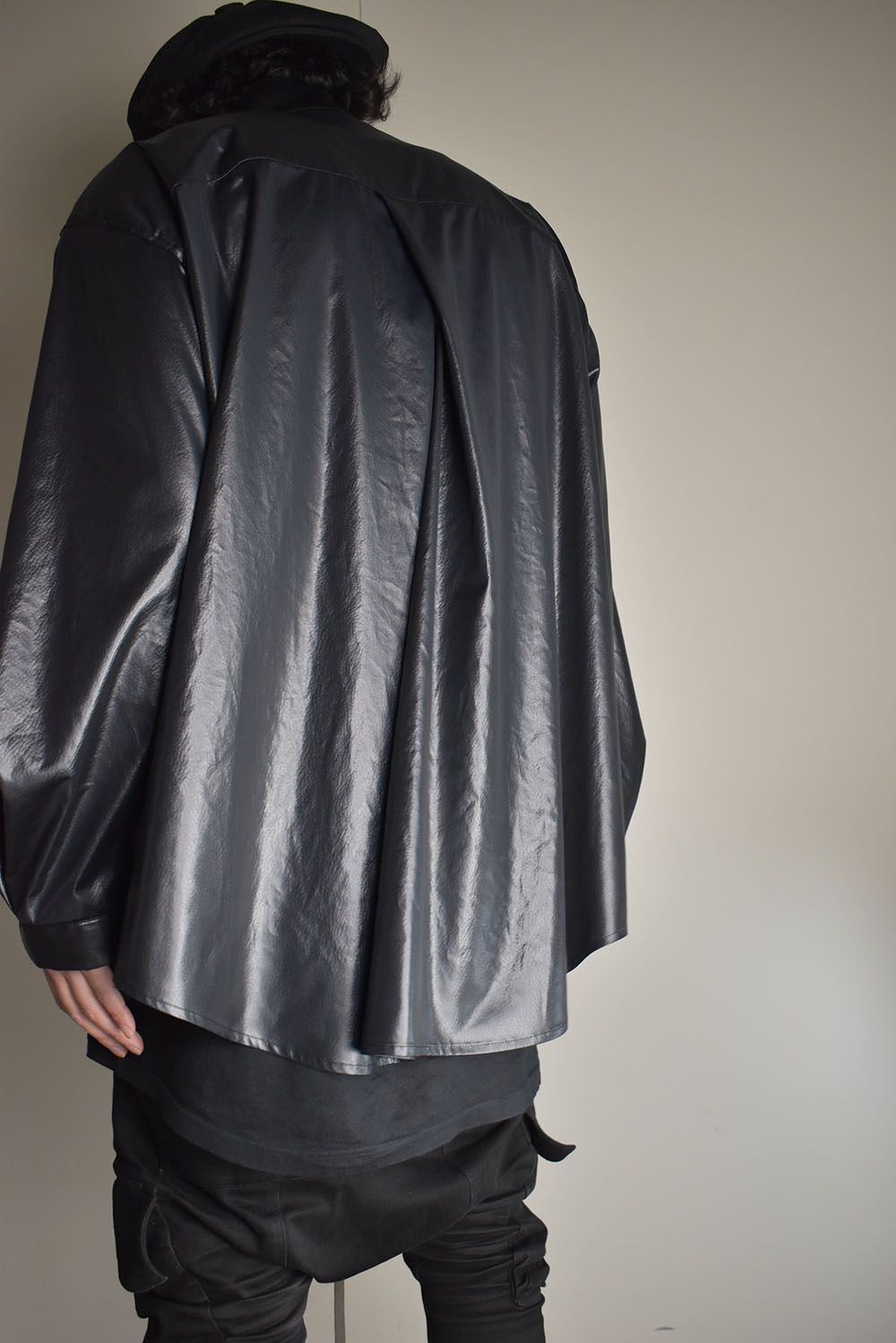 Fake Fake Leather Shirts Jacket"Black" / フェイクフェイクレザーシャツジャケット"ブラック"