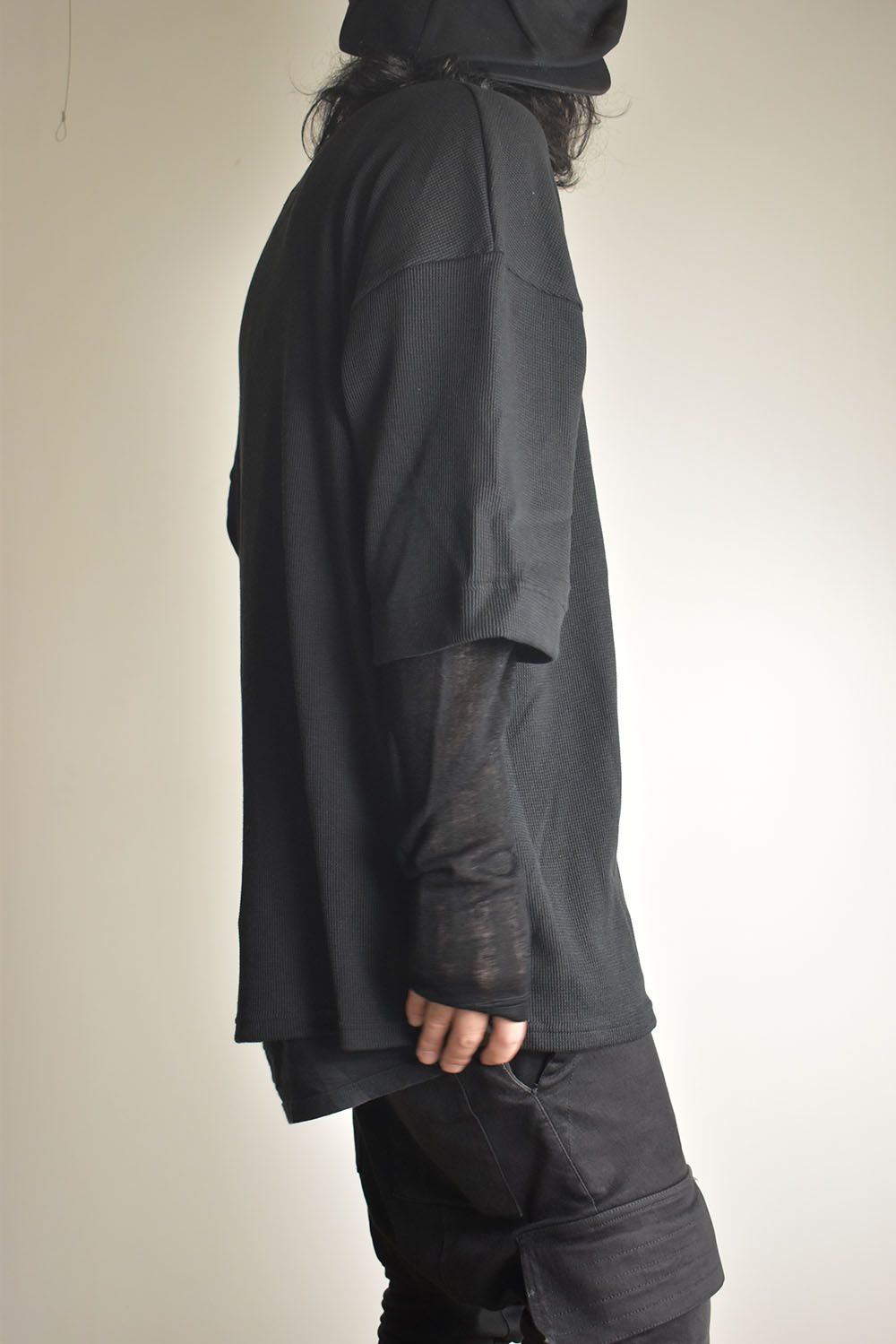 Layered Crew Neck Top"Black" / レイヤードクルーネックトップ"ブラック"