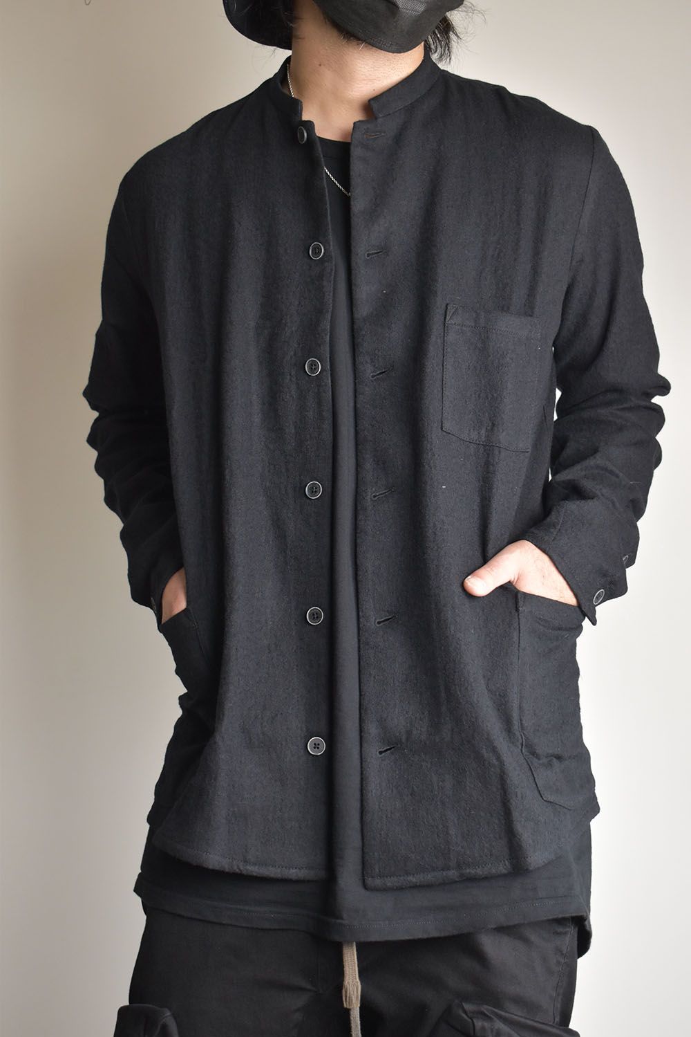 Stand Collar Shirts"Lamp Black"/スタンドカラーシャツ"ランプブラック"