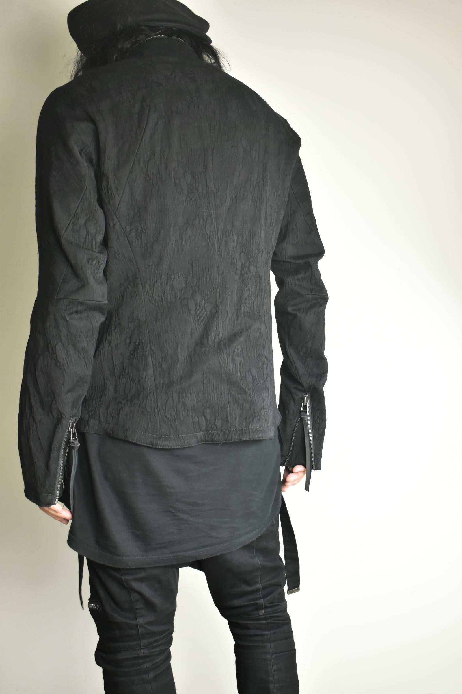 Damage Jacquard Single Rider Jacket"Black" / ダメージジャガードシングルライダースジャケット"ブラック"