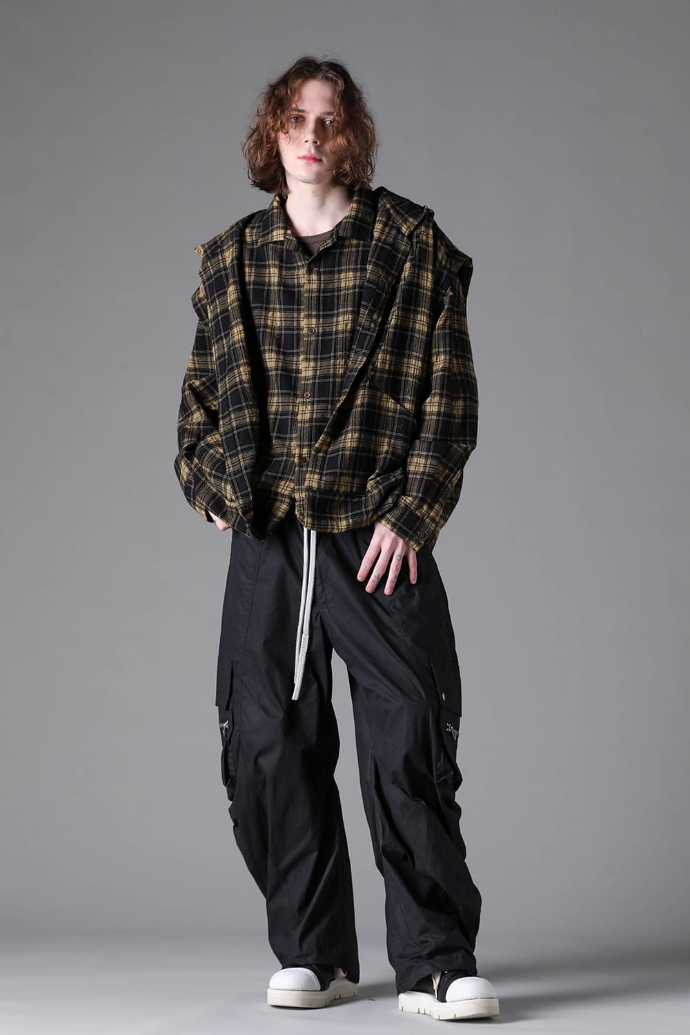 《2026AW先行予約》Layered Plaid Patterned Shirts"Black × Yellow" / レイヤードプレイドパターンシャツ"ブラック × イエロー"