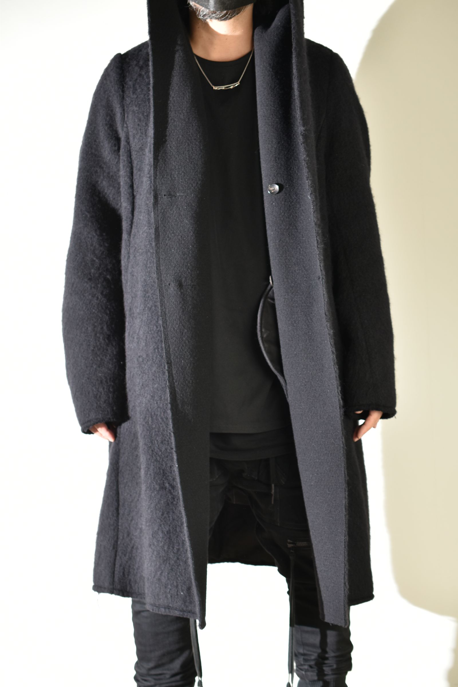 Shawl Collar Hoodie Coat "Black" / ショールカラーフーディコート"ブラック"