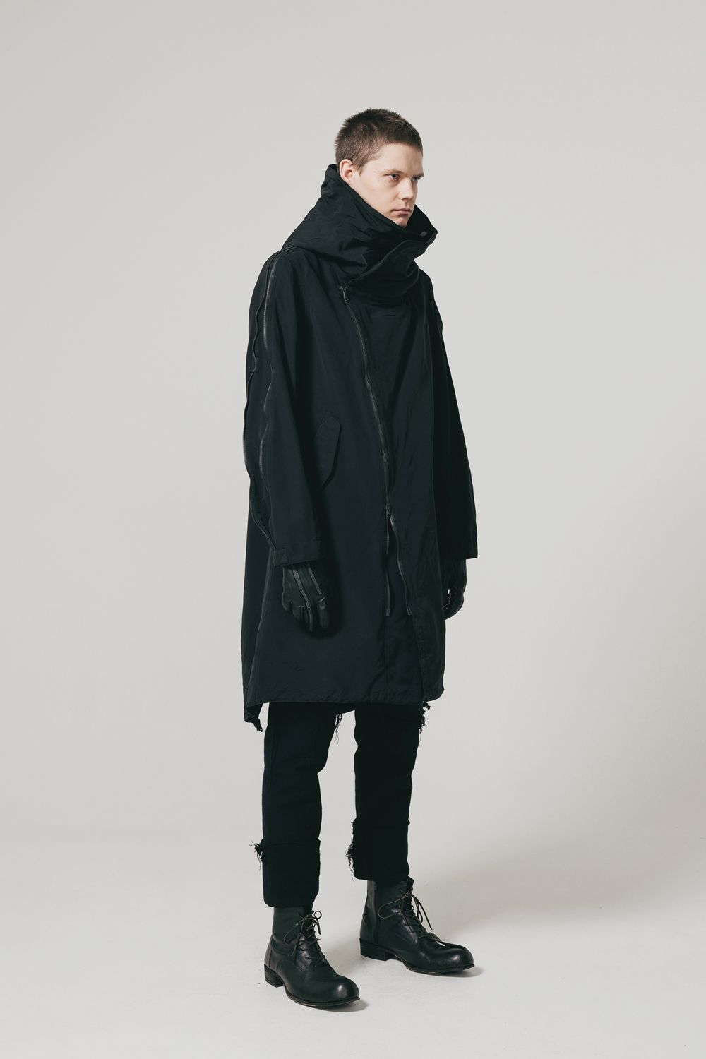 MULTI ZIP MILITARY HOODIE COAT"Black"/マルチジップミリタリーフーディコート"ブラック"