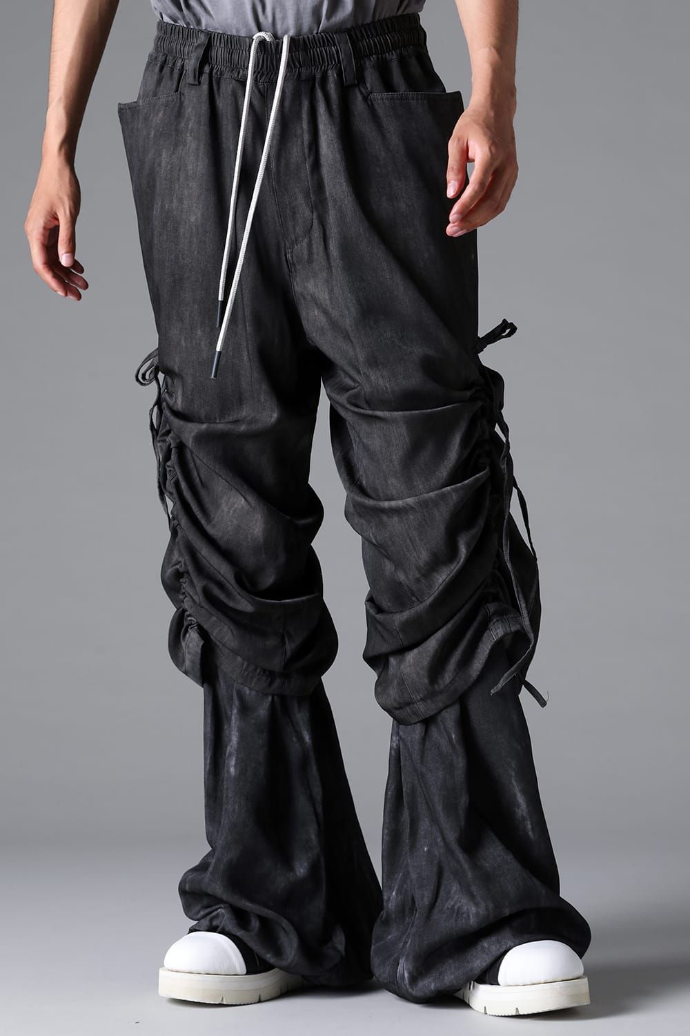 《2026SS先行予約》Layerd Gather Wide Pants"Black / Uneven D.Grey / Uneven Grey" / レイヤードギャザーワイドパンツ"ブラック/アンイーブンダークグレー/アンイーブングレー"