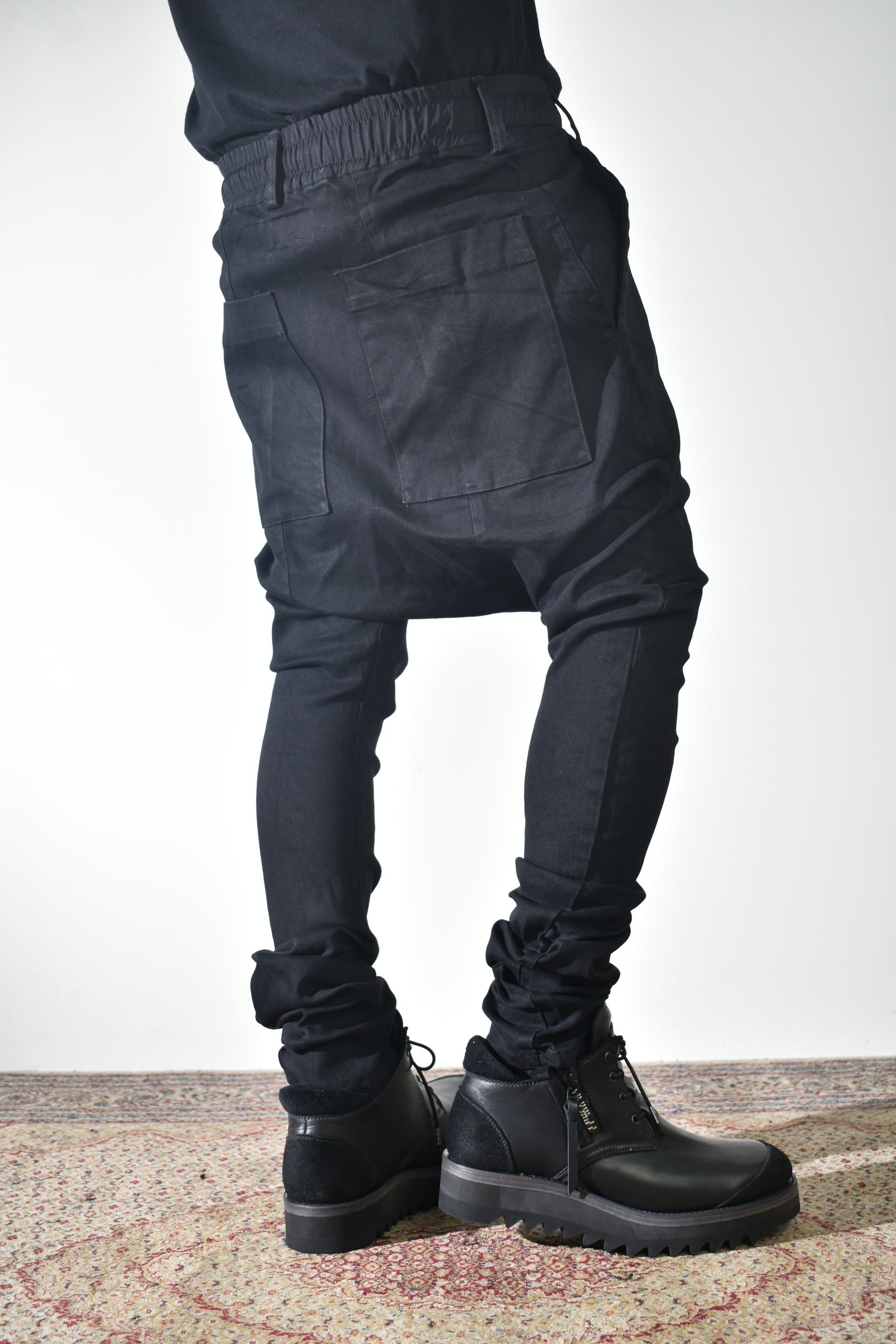 《2027SS先行予約》Stretch denim Sarouel skinny"Black" / ストレッチデニムサルエルスキニー"ブラック"