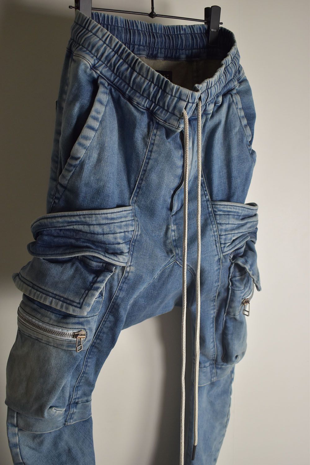 Denim Cargo Sarouel Skinny"Damage Black/Indigo Blue"/デニムカーゴサルエルスキニー"ダメージブラック/インディゴブルー"