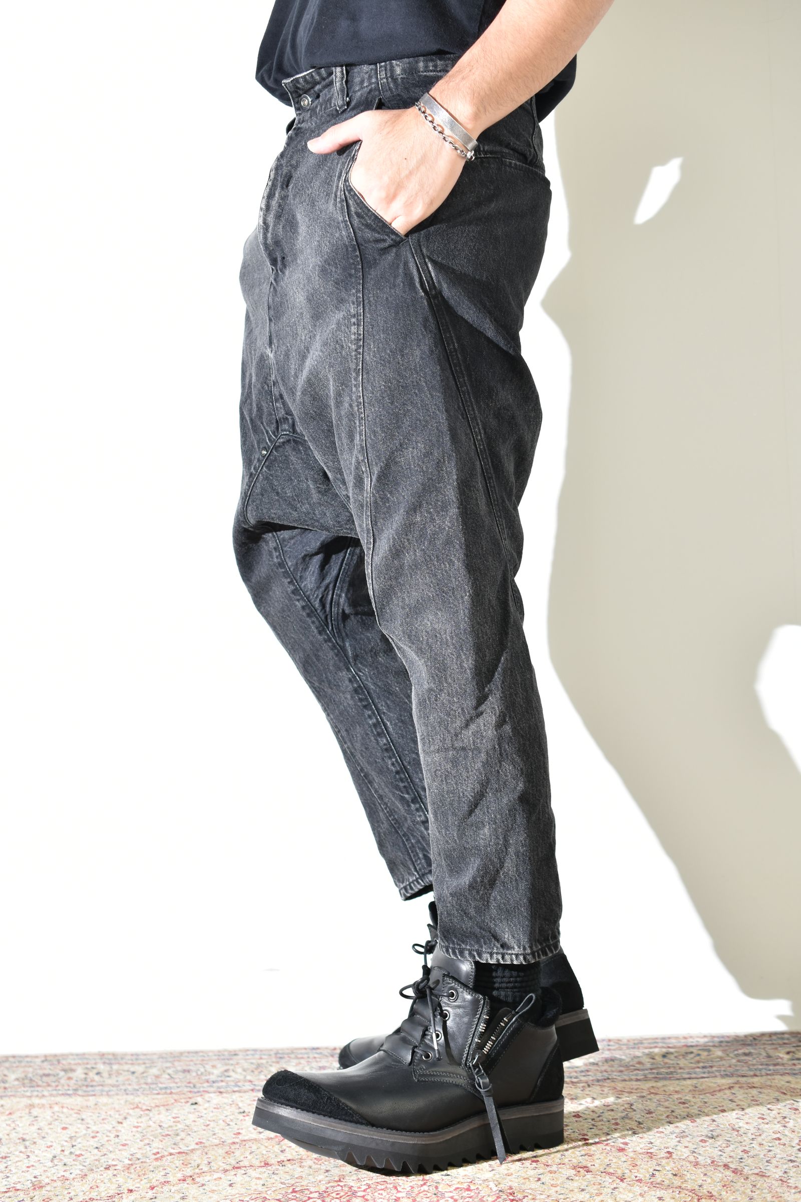 Sarrouel Denim Pants "Mist Bleach Black" / サルエルデニムパンツ "ミストブリーチブラック"