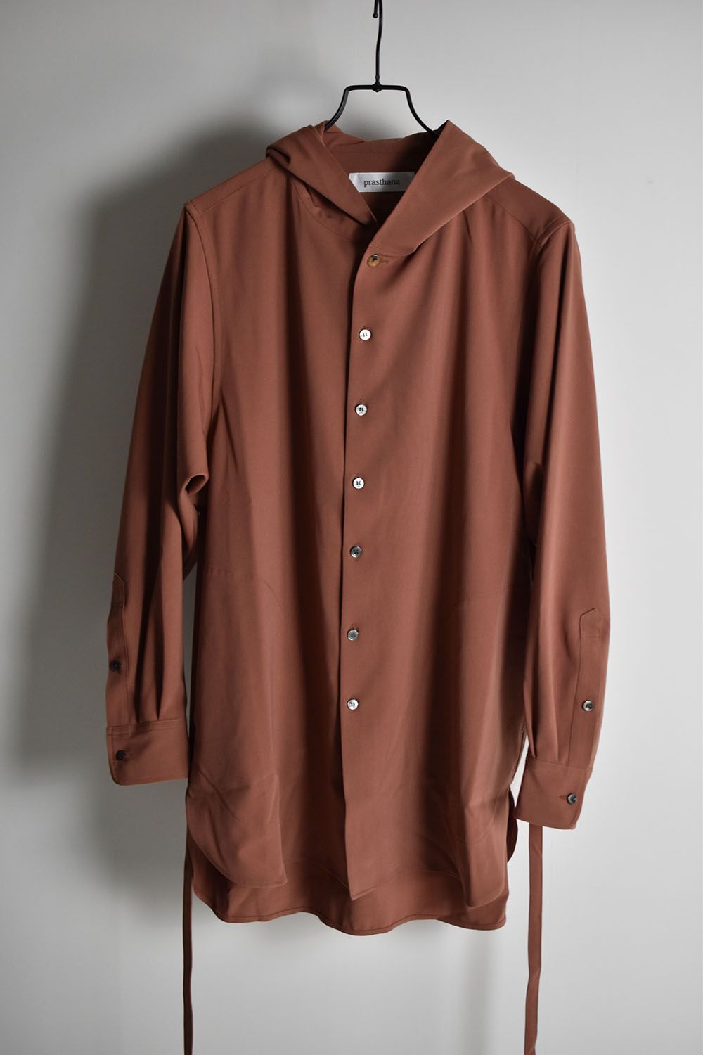 Strings Hooded Shirt"Red Brown"/ストリングフーデットシャツ"レッドブラウン"