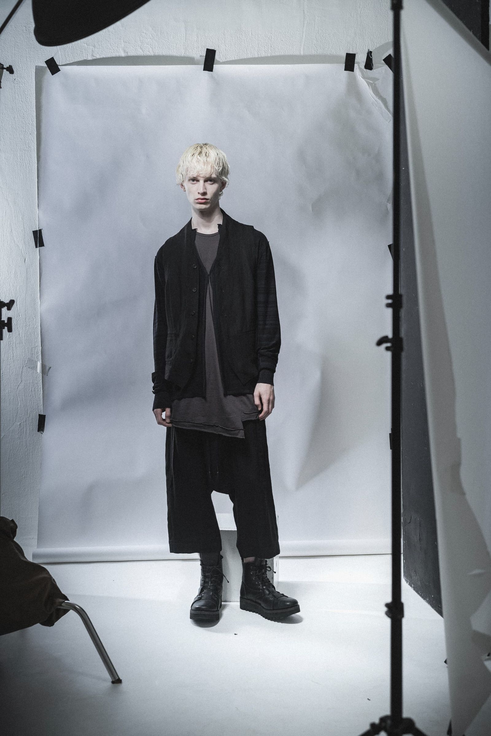 《2027SS先行予約分》16G High Gauge Silk Cotton Knit Cardigan"Black / Navy" / 16Gハイゲージシルクコットンニットカーディガン"ブラック / ネイビー"