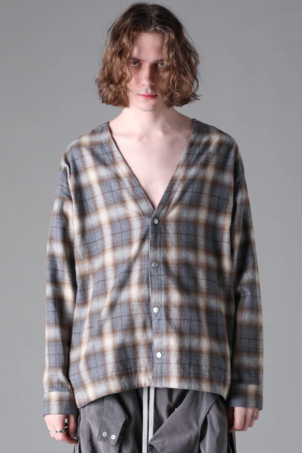 《2026AW先行予約》Plaid Cardigan Shirts""Soft Greige / Black Camel / Warm Brown" " / プレイドカーディガンシャツ"ソフトグレージュ/ブラックキャメル/ウォームブラウン"