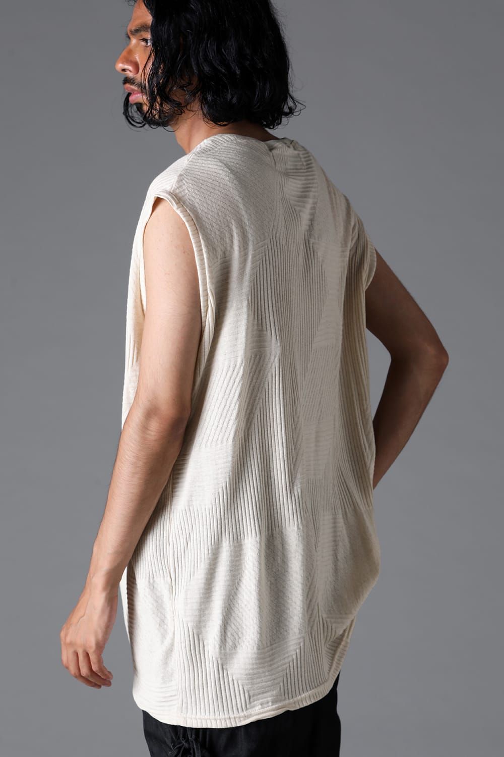 《2026SS先行予約》Deformed Stripe Pattern Tank Top "Black / Cream" /ディフォルメドストライプパターンタンクトップ"ブラック/クリーム"