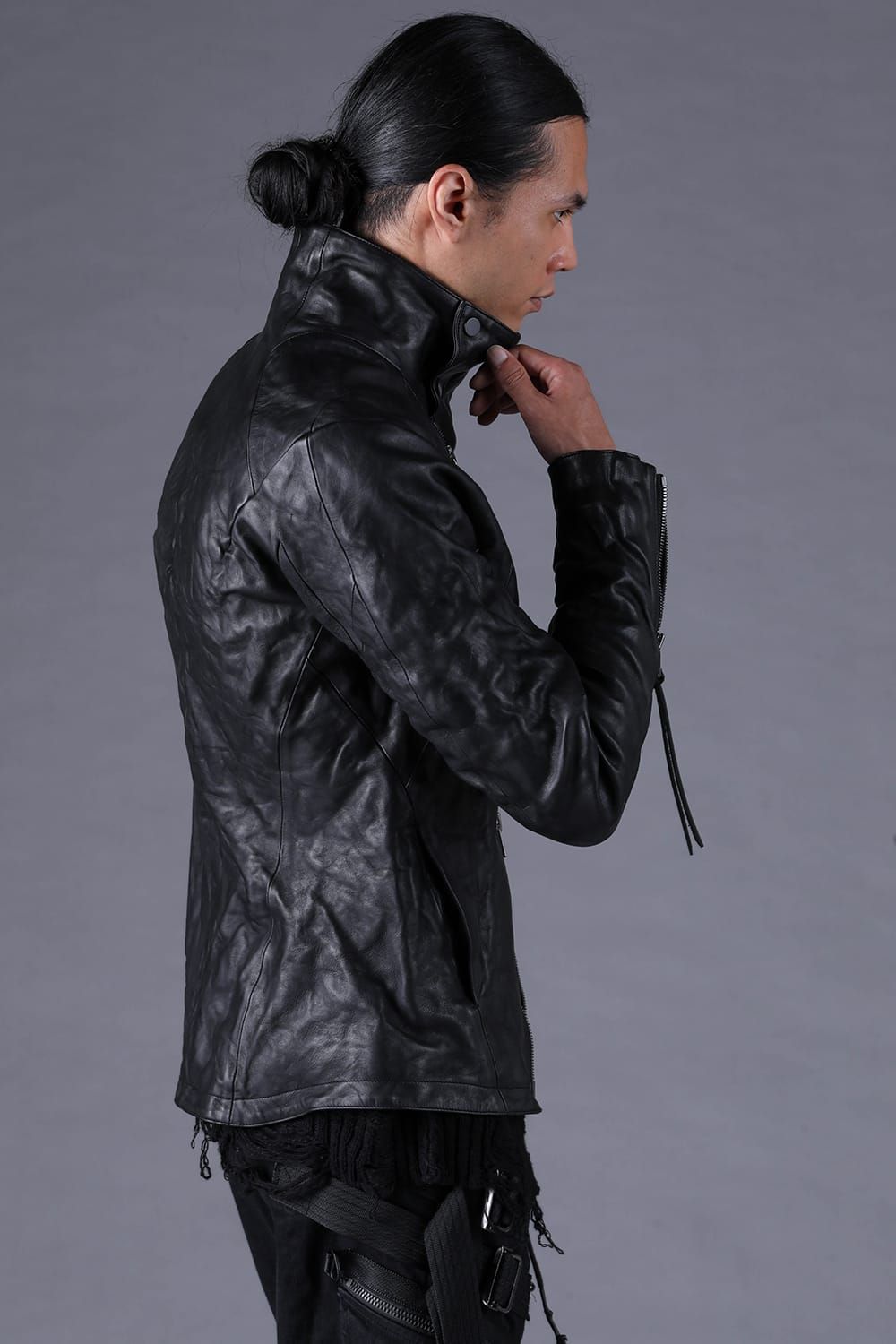 《2027SS先行予約分》Horse Leather High-Neck Jacket"Black" / ホースレザーハイネックジャケット"ブラック"