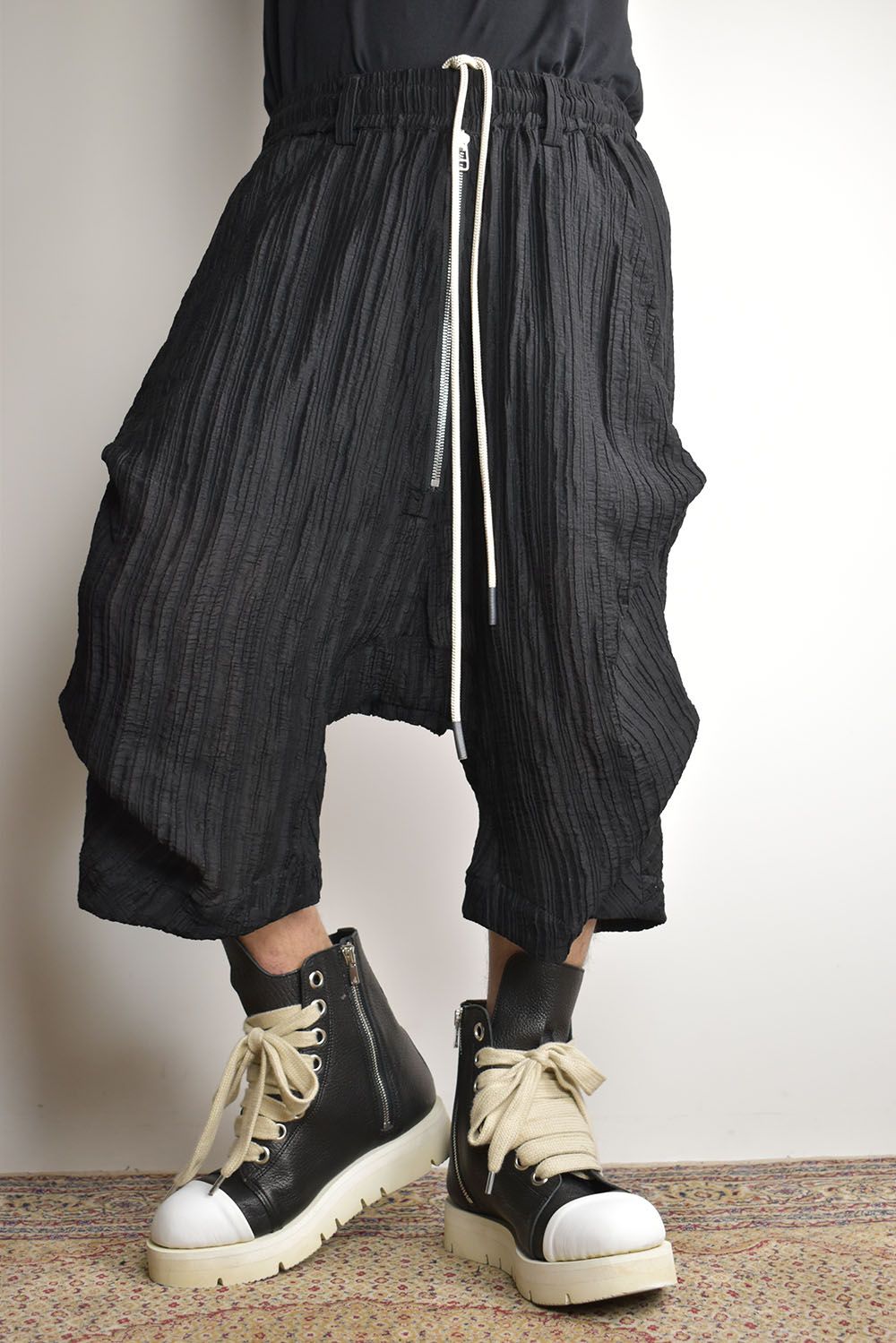 Sheer Yoryu Tuck Shorts"Black" / シアータックショーツ"ブラック"