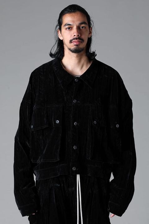 《2025AW先行予約》Washer Velour Big Pocket Blouson"Black" / ワッシャーベロアビッグポケットブルゾン"ブラック"