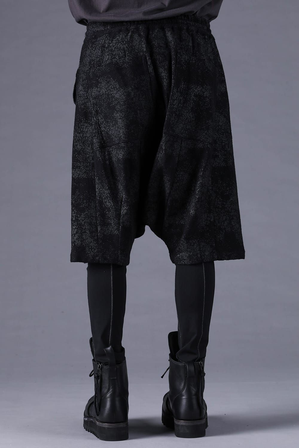 《2027SS先行予約分》Crack-Coated Jersey Sarrouel Shorts"Black" / クラックコーティングジャージーサルエルショートパンツ"ブラック"