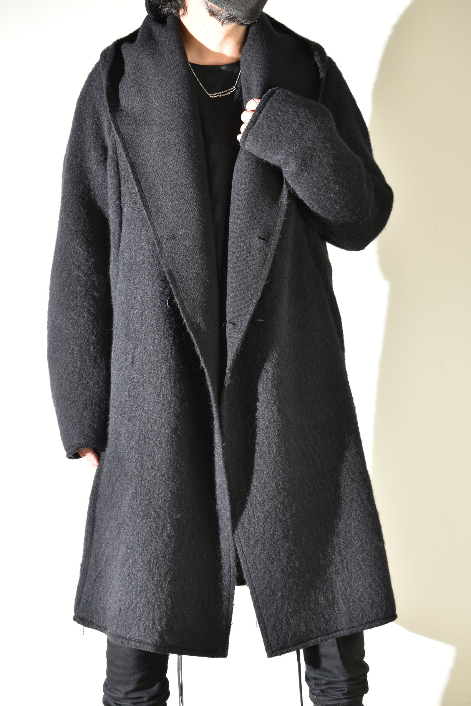 Shawl Collar Hoodie Coat "Black" / ショールカラーフーディコート"ブラック"