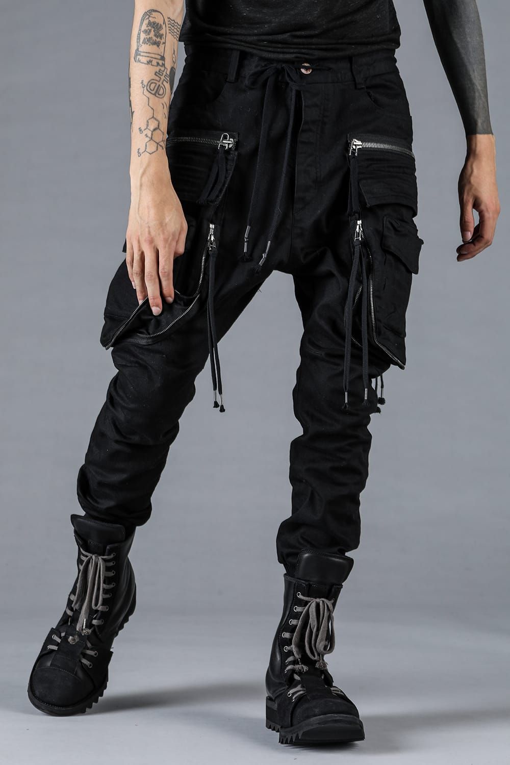 Stretch Denim Multi Pocket Cargo Jog Pants"Black" / ストレッチデニムマルチポケットカーゴジョグパンツ"ブラック"