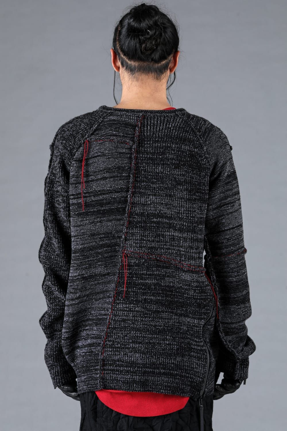 Wool Knit Zip Pullover "Charcoal" / ウールニットジッププルオーバー"チャコール"