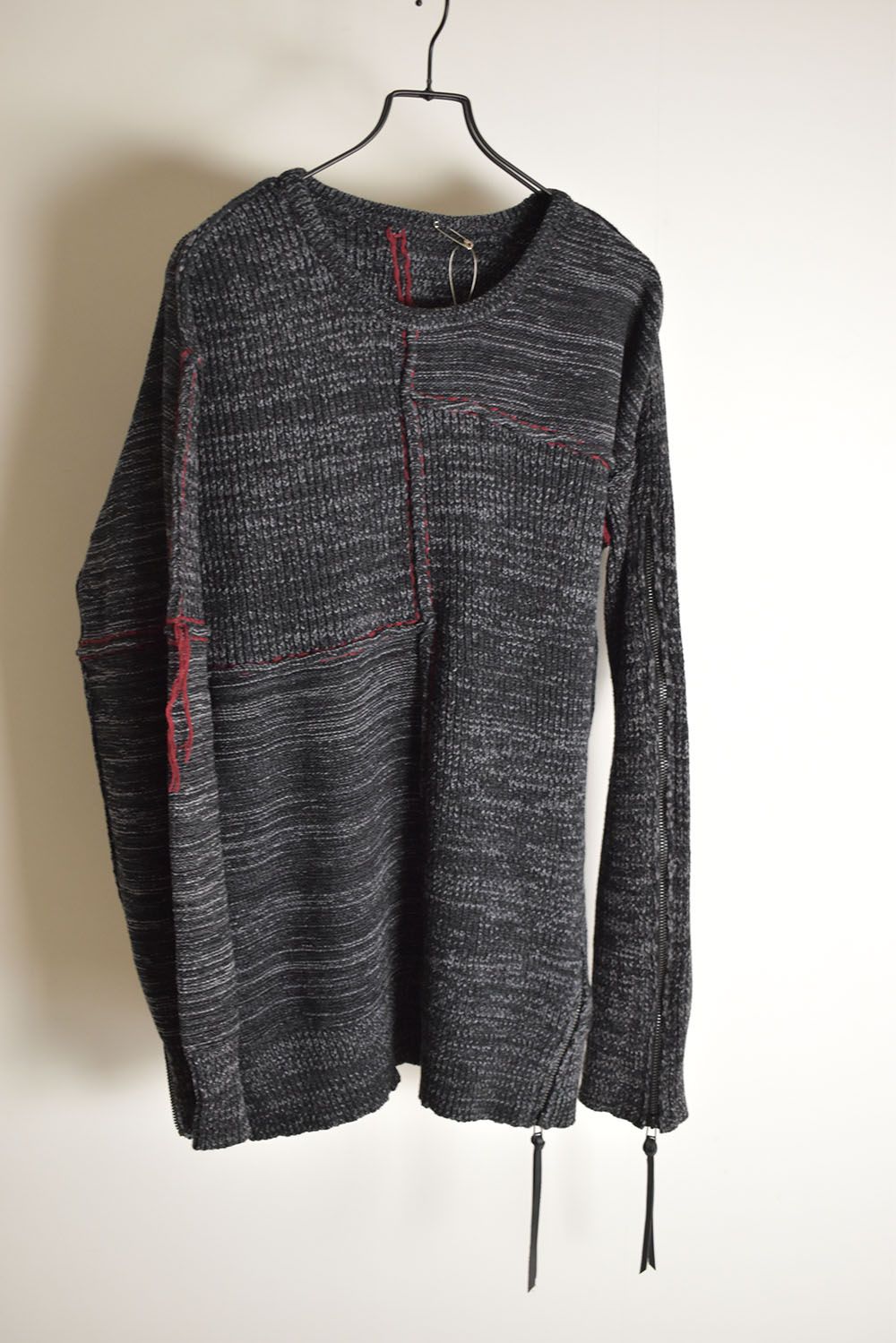 Wool Knit Zip Pullover "Charcoal" / ウールニットジッププルオーバー"チャコール"