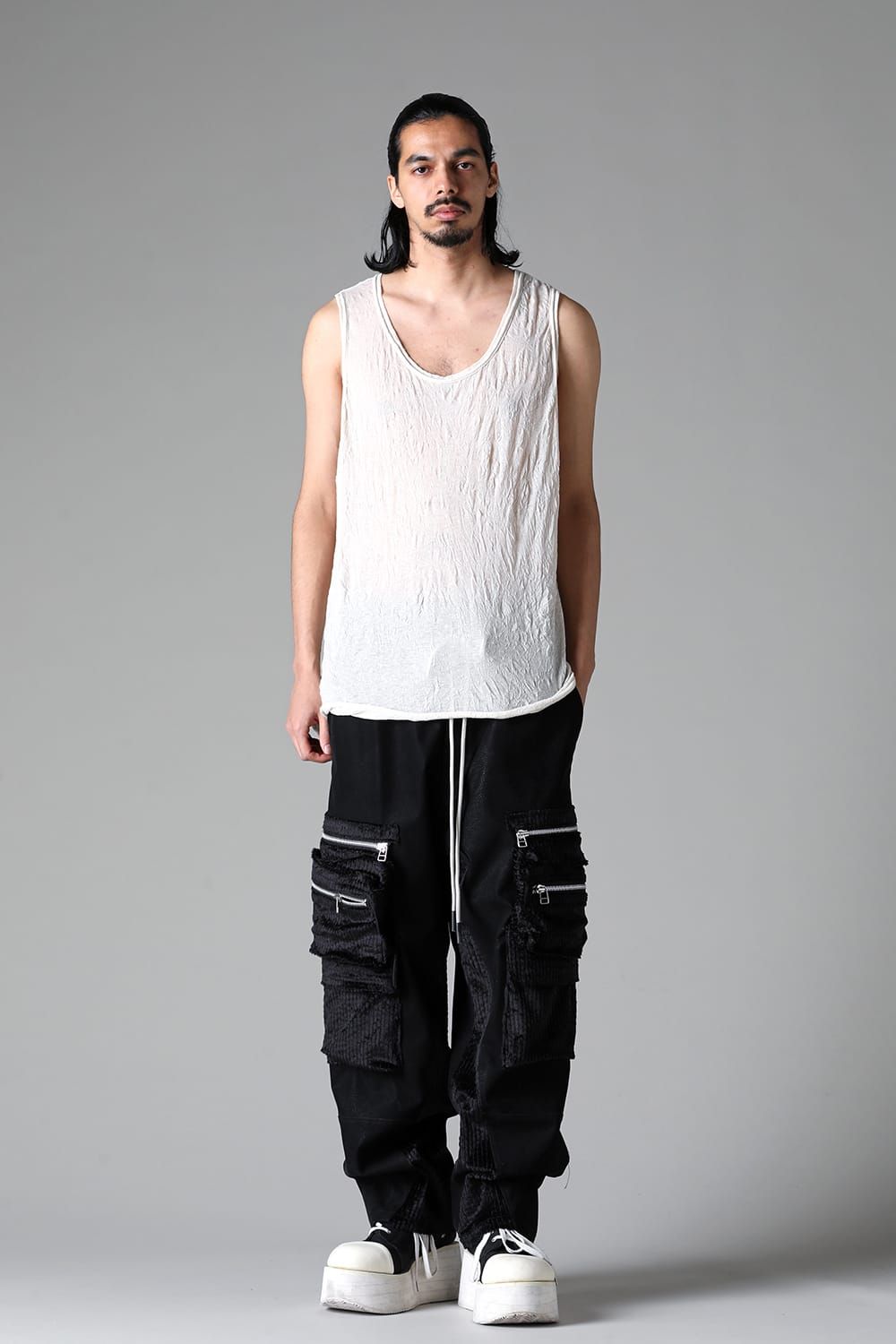 《2025AW先行予約》Gauze Washer Tank Top"Black / Grey / Ivory /Beige" /ガーゼワッシャタンクトップ"ブラック / グレー / アイボリー /ベージュ"